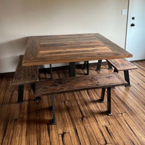 Rustic Game Table with Bench Seating