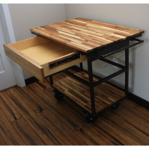 Rolling Cart with Butcher Block Top