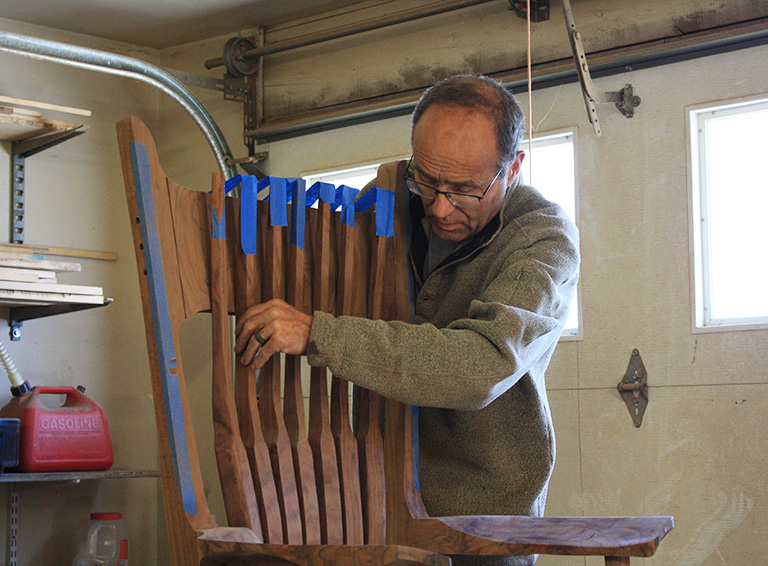 Scott in workshop building Maloof style chair